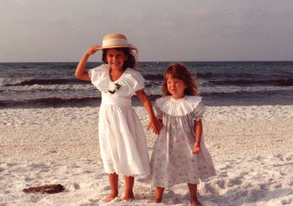 Heirloom beach photos of two sisters in 30 A. 